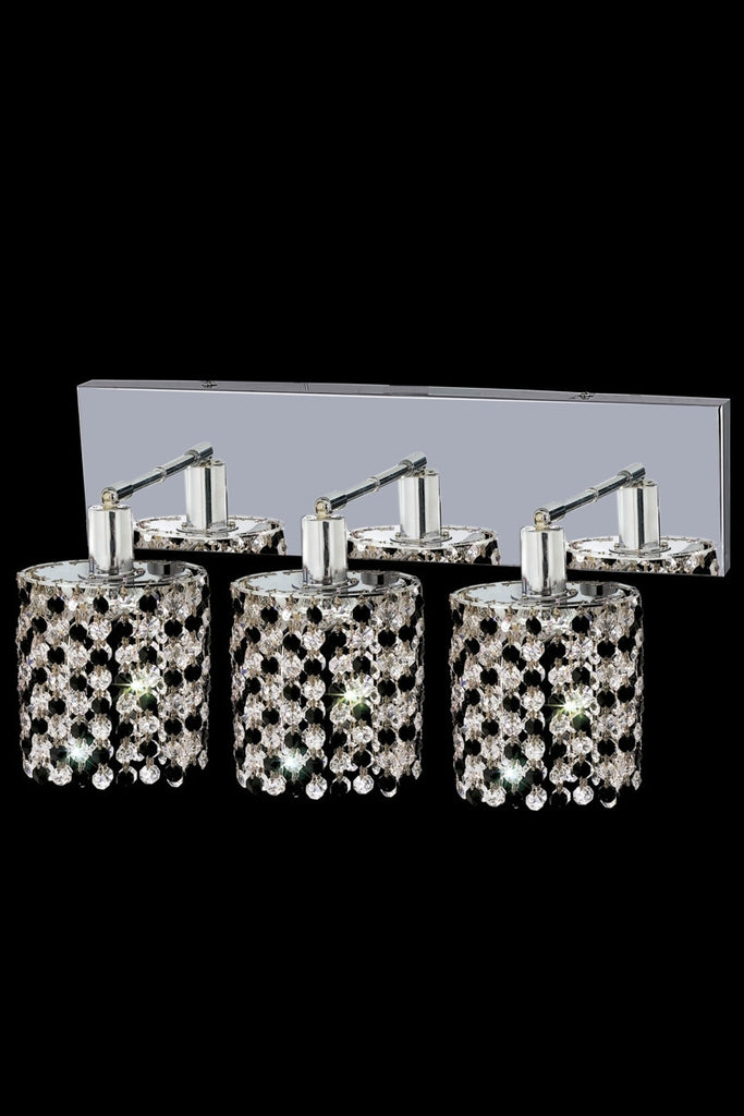 C121-1383W-O-R-GT/RC By Elegant Lighting Mini Collection 3 Light Wall Sconces Chrome Finish