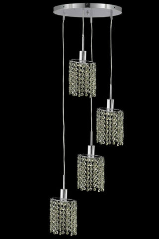 C121-1384D-R-E-LP/RC By Elegant Lighting Mini Collection 4 Light Chandeliers Chrome Finish