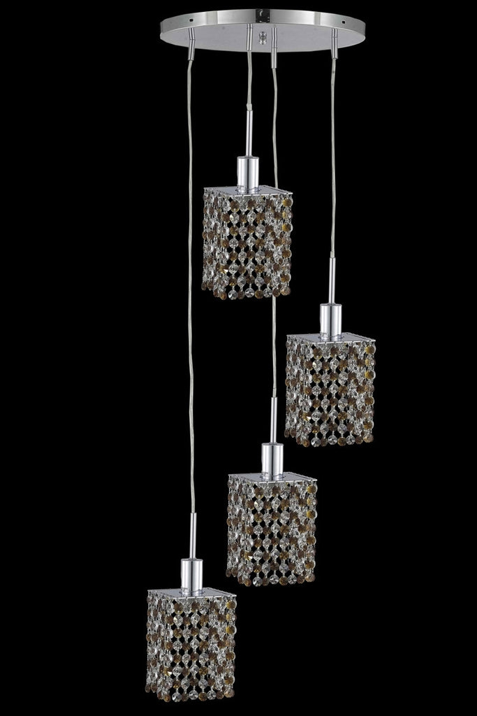 C121-1384D-R-S-RO/RC By Elegant Lighting Mini Collection 4 Light Chandeliers Chrome Finish