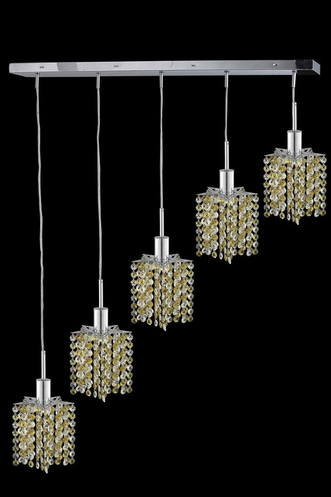C121-1385D-O-P-JT/RC By Elegant Lighting Mini Collection 5 Light Chandeliers Chrome Finish