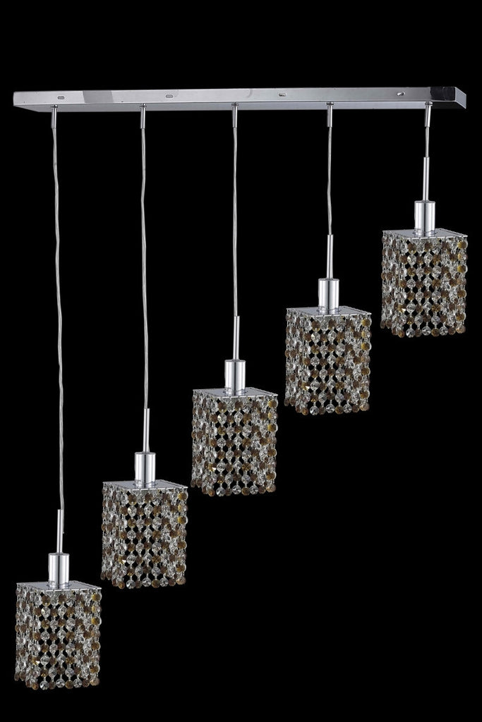 C121-1385D-O-S-RO/RC By Elegant Lighting Mini Collection 5 Light Chandeliers Chrome Finish