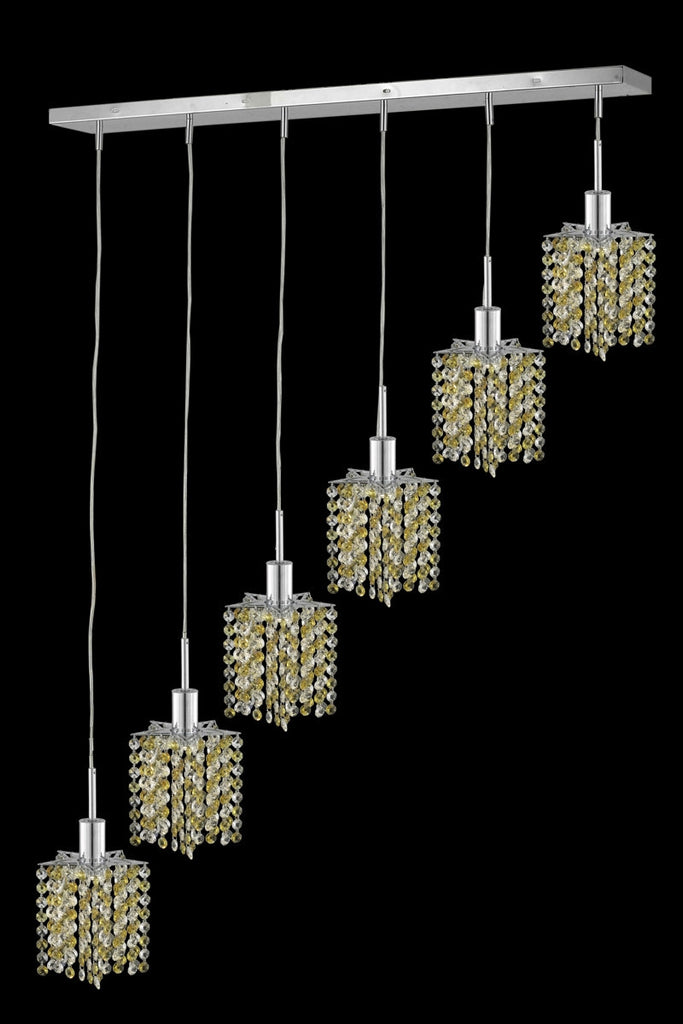 C121-1386D-O-P-GT/RC By Elegant Lighting Mini Collection 6 Light Chandeliers Chrome Finish