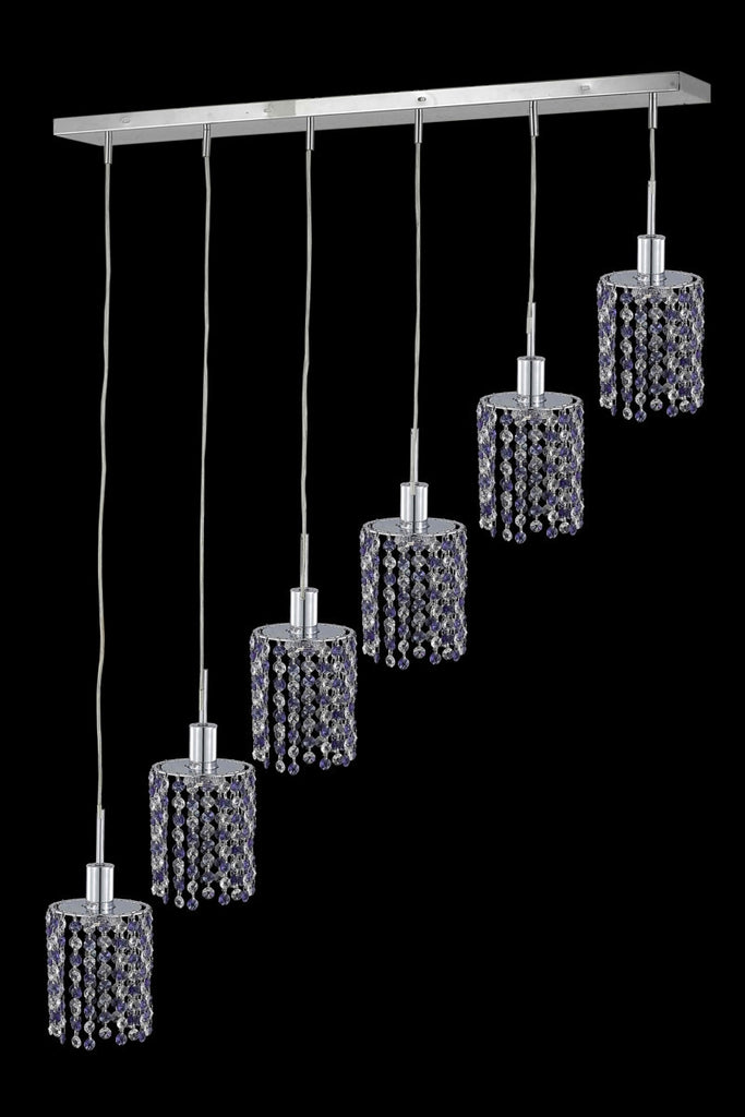 C121-1386D-O-R-GT/RC By Elegant Lighting Mini Collection 6 Light Chandeliers Chrome Finish