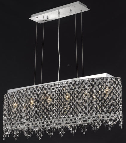 C121-1392D38C-BO/RC By Elegant Lighting Moda Collection 6 Light Chandeliers Chrome Finish