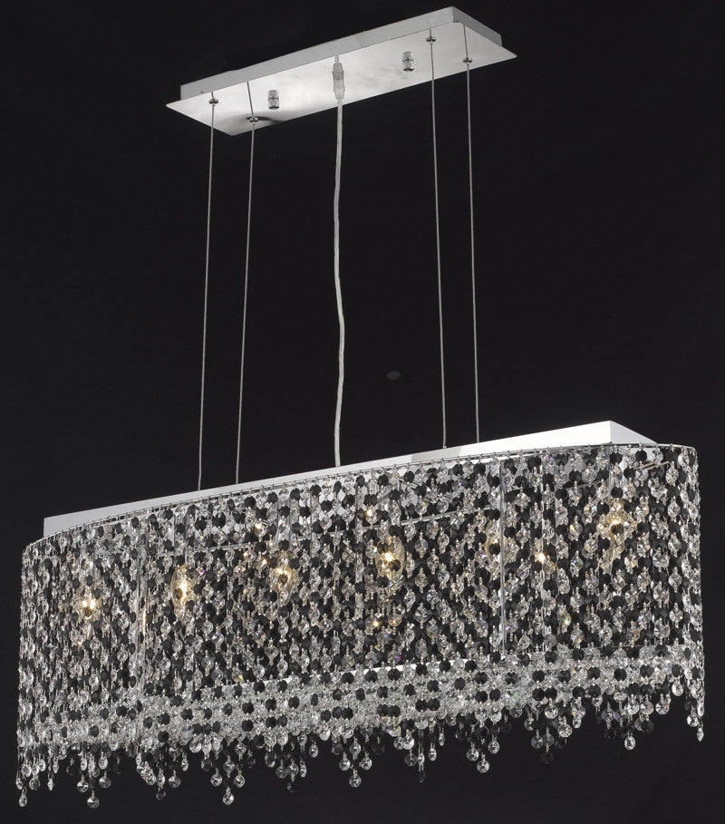 C121-1392D38C-GT/RC By Elegant Lighting Moda Collection 6 Light Chandeliers Chrome Finish