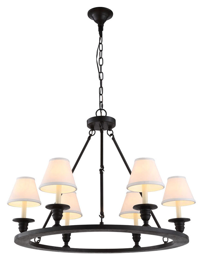 C121-1402D32VB By Elegant Lighting - Chester Collection Vintage Bronze Finish 6 Lights Pendant lamp