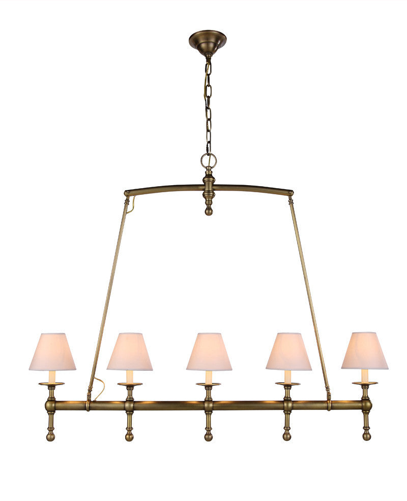 C121-1407G45BB By Elegant Lighting - Liberty Collection Burnish Brass Finish 5 Lights Pendant lamp