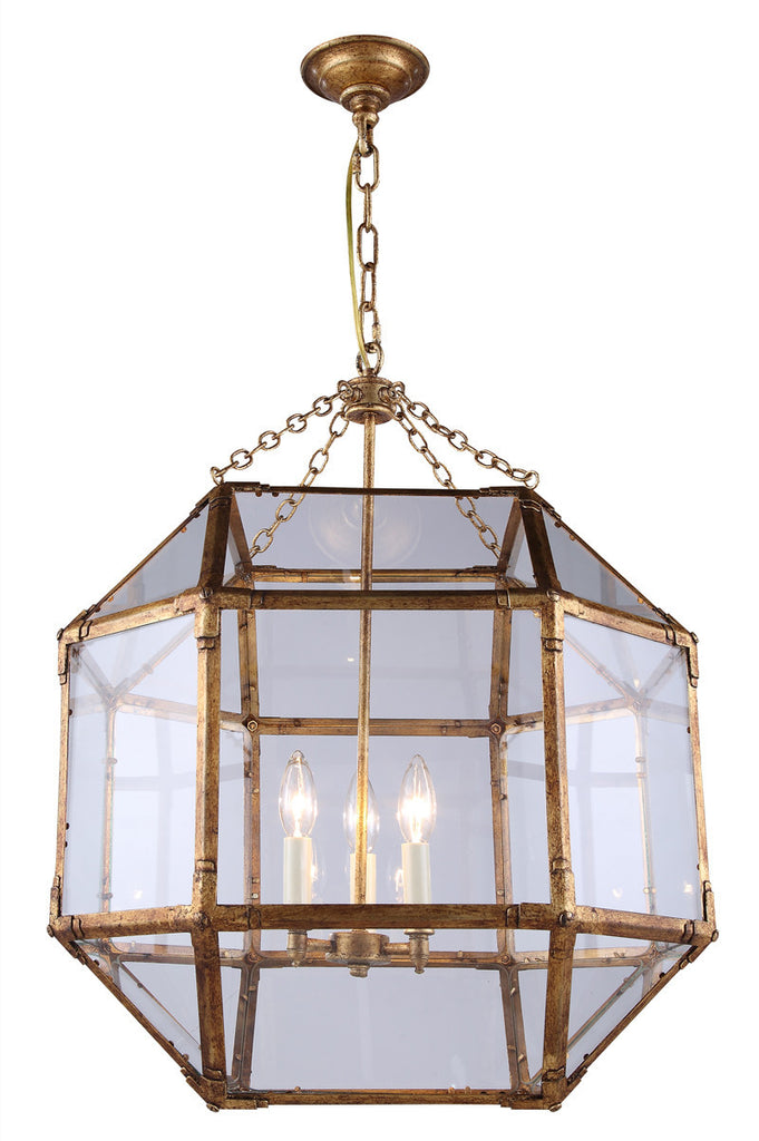 C121-1413D19GI By Elegant Lighting - Gordon Collection Golden Iron Finish 3 Lights Pendant lamp