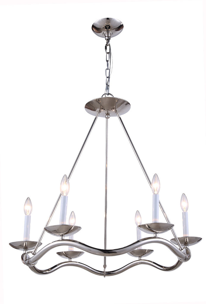 C121-1419D29PN By Elegant Lighting - Perry Collection Polished Nickel Finish 6 Lights Pendant lamp