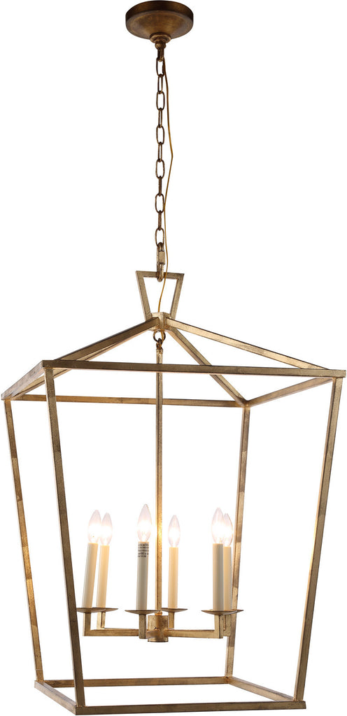 C121-1422D24GI By Elegant Lighting - Denmark Collection Golden Iron Finish 6 Lights Pendant Lamp