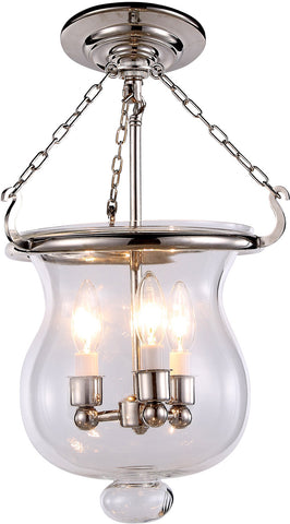 C121-1424F12PN By Elegant Lighting - Seneca Collection Polished Nickel Finish 3 Lights Flush Mount