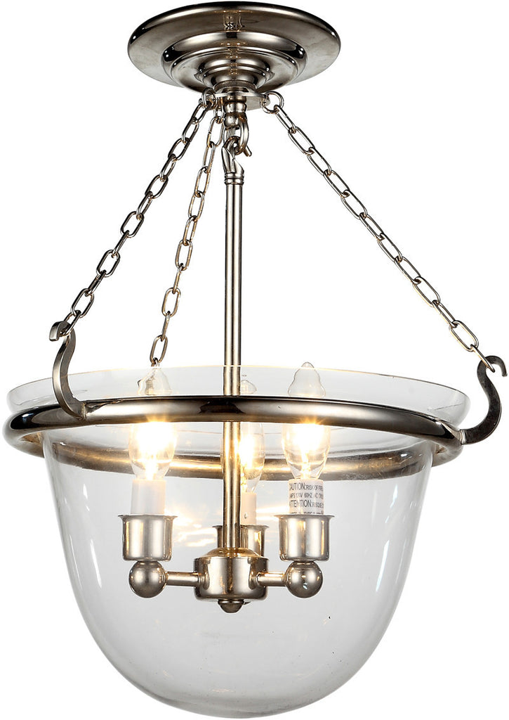 C121-1425F13PN By Elegant Lighting - Seneca Collection Polished Nickel Finish 3 Lights Flush Mount