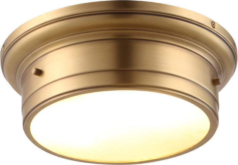 C121-1428F14BB By Elegant Lighting - Sansa Collection Burnished Brass Finish 2 Lights Flush Mount