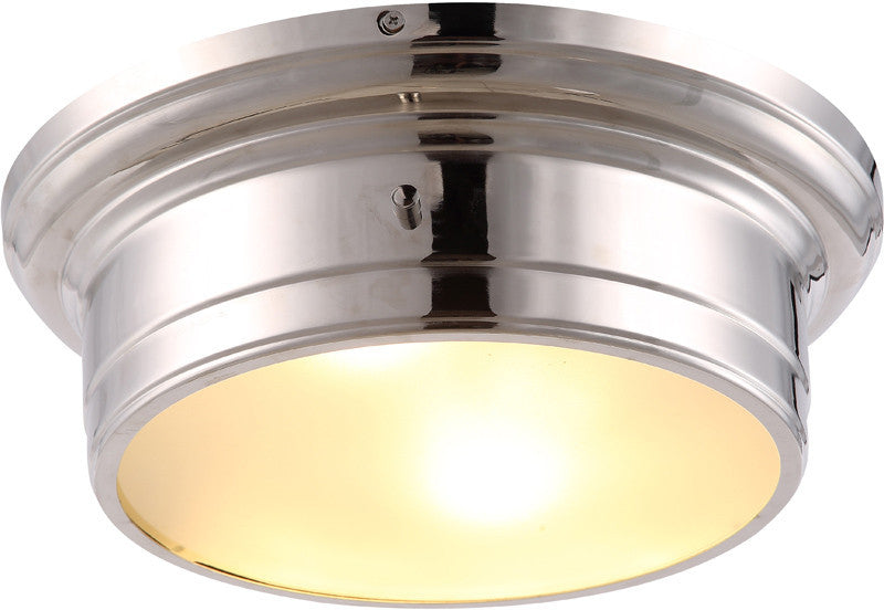C121-1428F14PN By Elegant Lighting - Sansa Collection Polished Nickel Finish 2 Lights Flush Mount
