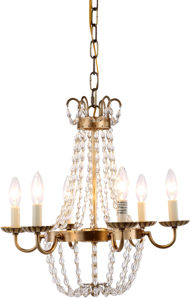 C121-1433D16BB By Elegant Lighting - Roma Collection Burnished Brass Finish 6 Lights Pendant Lamp