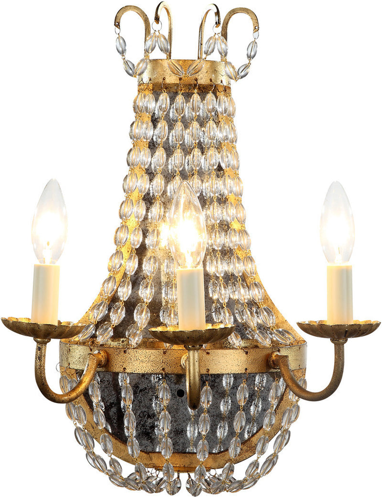 C121-1433W13GI By Elegant Lighting - Roma Collection Golden Iron Finish 3 Lights Wall Sconce