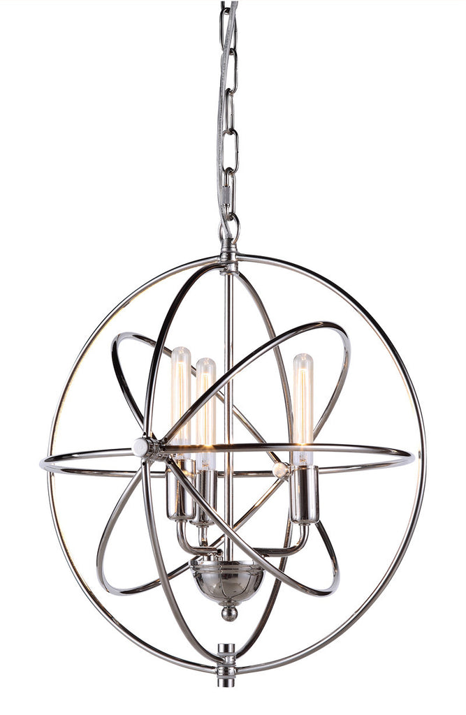 C121-1453D17PN By Elegant Lighting - Vienna Collection Polished Nickel Finish 3 Lights Pendant lamp
