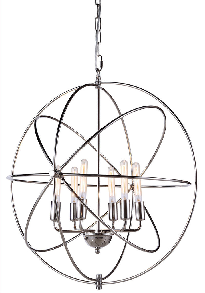C121-1453D25PN By Elegant Lighting - Vienna Collection Polished Nickel Finish 6 Lights Pendant lamp