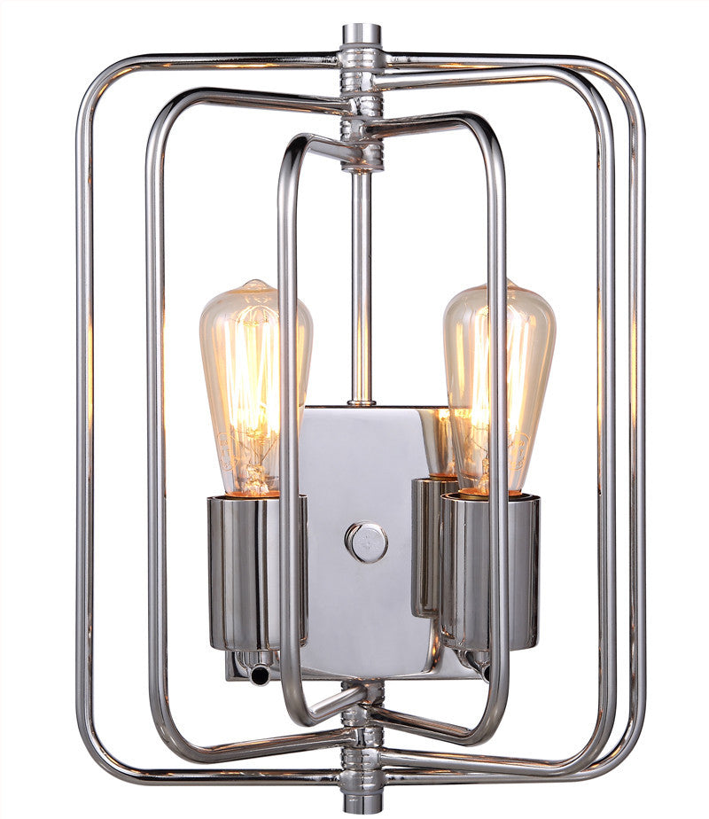 C121-1454W10PN By Elegant Lighting - Lewis Collection Polished Nickel Finish 2 Lights Wall Sconce