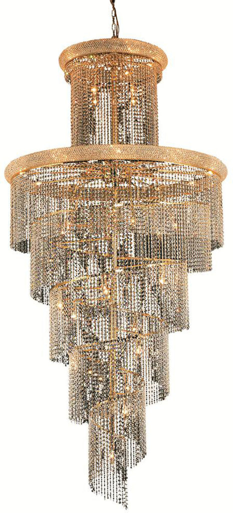 ZC121-V1800SR48G/EC By Elegant Lighting - Spiral Collection Gold Finish 41 Light Foyer/Hallway