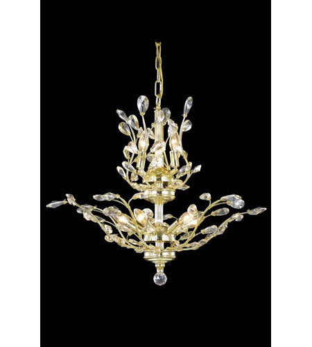 C121-2011D21G-GS/RC By Elegant Lighting Orchid Collection 8 Light Dining Room Gold Finish