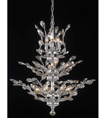 C121-2011D27C-GT/RC By Elegant Lighting Orchid Collection 13 Light Dining Room Chrome Finish