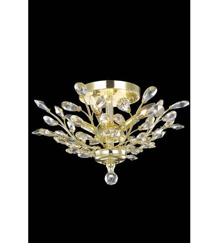 C121-2011F20G-GS/RC By Elegant Lighting Orchid Collection 4 Light Flush Mount Gold Finish
