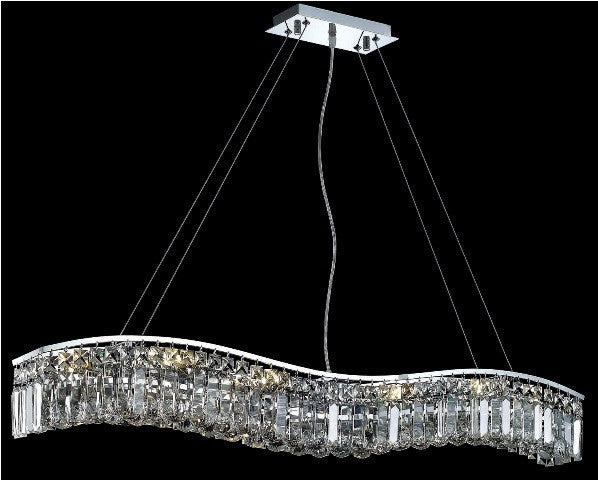 C121-2040D44C/RC By Elegant Lighting Contour Collection 10 Light Chandeliers Chrome Finish