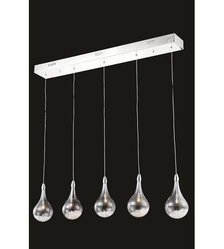 C121-2054D5O/RC By Elegant Lighting Edison Collection 5 Light Pendant Chrome Finish