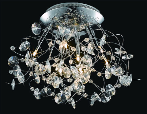 C121-2071F31C/EC By Elegant Lighting Iris Collection 9 Light Flushmount Chrome Finish