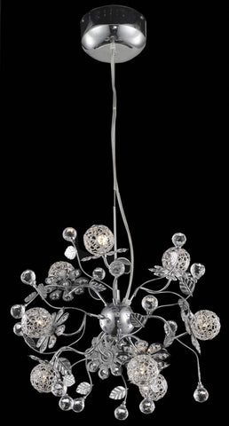 C121-2073D18C/EC By Elegant Lighting Iris Collection 9 Light Chandeliers Chrome Finish