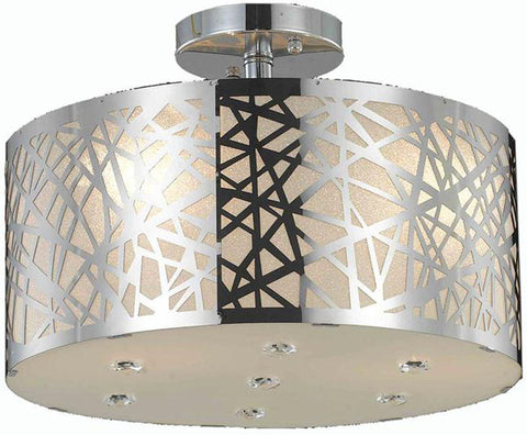 C121-2081F14C/RC By Elegant Lighting Prism Collection 3 Light Flush Mount Chrome Finish