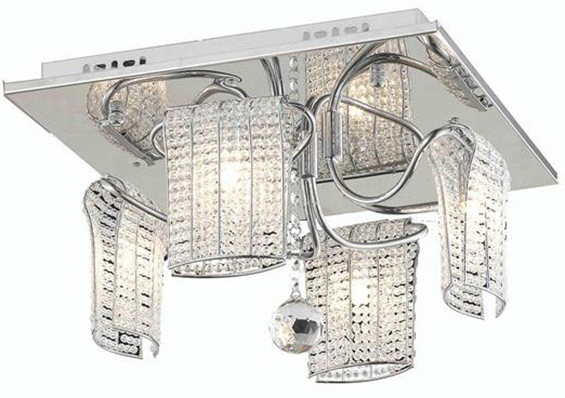 C121-2085F15C/EC By Elegant Lighting - Vivid Collection Chrome Finish 4 Lights Flush Mount