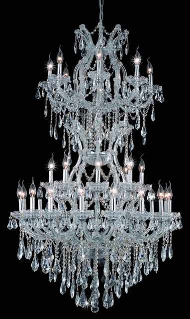 C121-2801D36SC/RC By Elegant Lighting Maria Theresa Collection 34 Light Chandeliers Chrome Finish