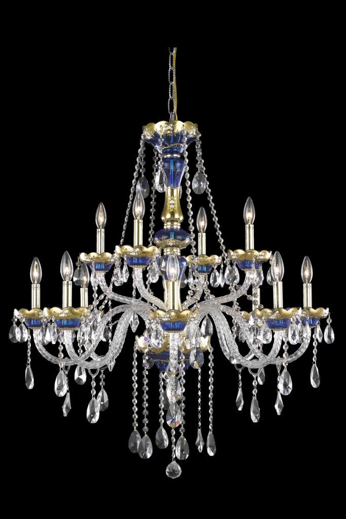 ZC121-7810G33BE/EC By Regency Lighting Alexandria Collection 12 Light Chandeliers Blue Finish