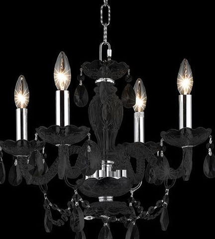 C121-7834D17B-JT/RC+SH By Elegant Lighting Princeton Collection 4 Light Pendant Black Finish