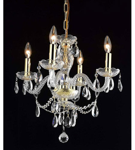 C121-7834D17G/RC+SH By Elegant Lighting Princeton Collection 4 Light Pendant Gold Finish