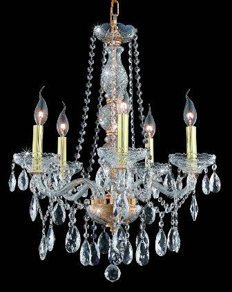 C121-7955D21G/EC By Elegant Lighting Verona Collection 5 Lights Chandelier Gold Finish