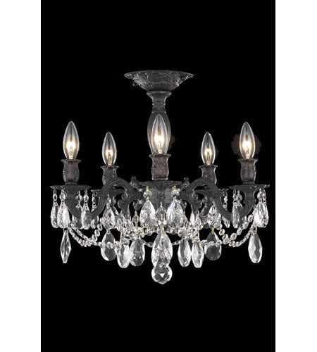 C121-8205F18DB/RC By Elegant Lighting Rosalia Collection 5 Light Flush Mount Dark Bronze Finish