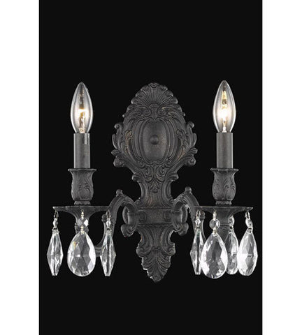 C121-8602W10DB/RC By Elegant Lighting Monarch Collection 2 Light Wall Sconce Dark Bronze Finish