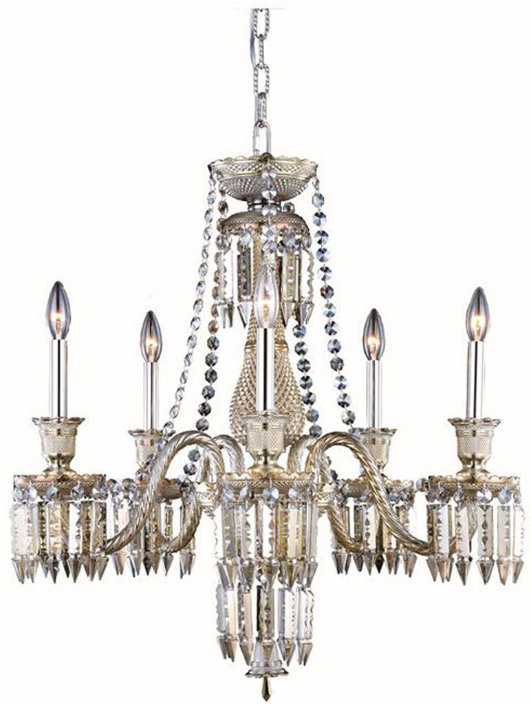 C121-8905D27SGT-GT/EC By Elegant Lighting - Majestic Collection Golden Teak Finish 5 Lights Dining Room