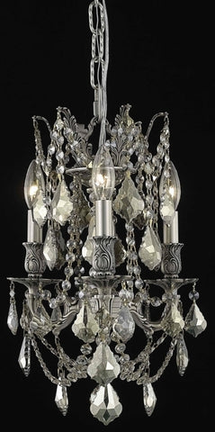 C121-9203D13PW-GT/RC By Elegant Lighting Rosalia Collection 3 Light Chandeliers Pewter Finish