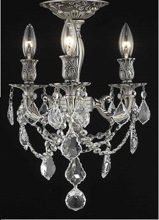 ZC121-9203F13PW/EC By Regency Lighting Rosalia Collection 3 Light Flushmount Pewter Finish