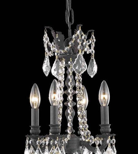 C121-9204D10DB-GS/RC By Elegant Lighting Rosalia Collection 4 Light Pendant Dark Bronze Finish