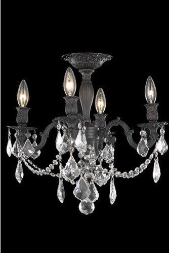 C121-9204F17DB-GT/RC By Elegant Lighting Rosalia Collection 4 Lights Semi Flush Dark Bronze Finish