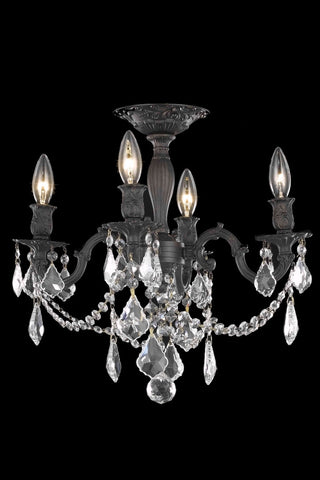 C121-9204F17DB/RC By Elegant Lighting Rosalia Collection 4 Light Chandeliers Dark Bronze Finish