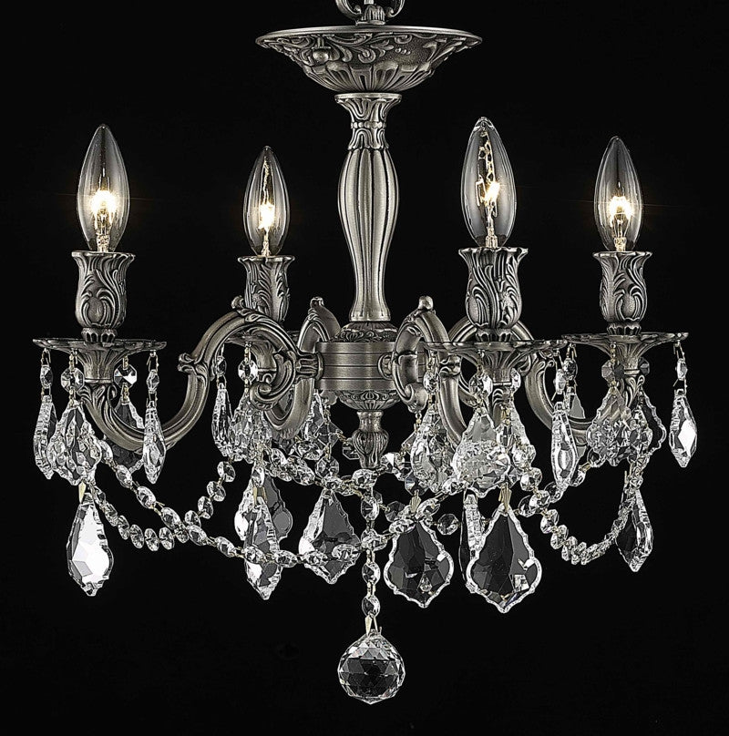 ZC121-9204F17PW/EC By Regency Lighting Rosalia Collection 4 Light Flushmount Pewter Finish