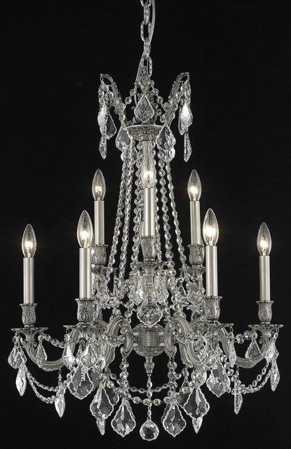 ZC121-9209D23PW/EC By Regency Lighting Rosalia Collection 9 Light Chandeliers Pewter Finish