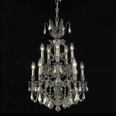 C121-9510D21DB/RC By Elegant Lighting Marseille Collection 10 Lights Chandelier Dark Bronze Finish