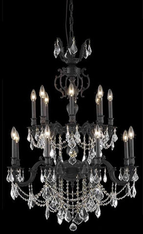 C121-9516D32DB/RC By Elegant Lighting Marseille Collection 16 Light Dining Room Dark Bronze Finish